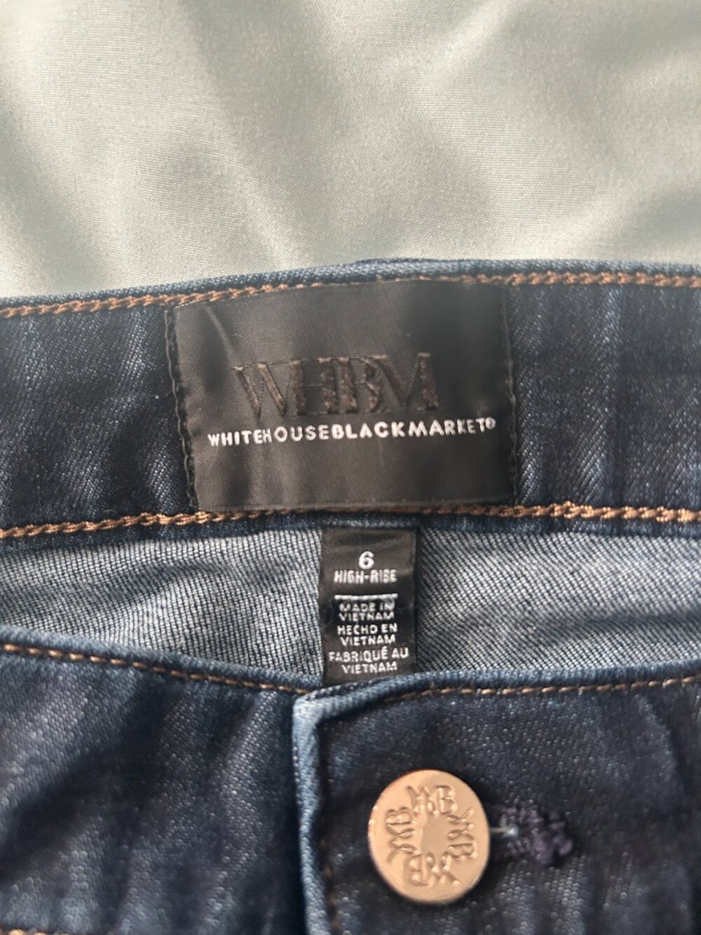 White House Black Market Straight Leg Jeans Women's Size 6 Dark Blue High Rise - Picture 3 of 4